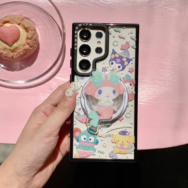 Фото Чехол для телефона Cute Mermaid Sanrio Collection для Samsung Galaxy S23 S25 Ultra S24 FE Plus с магнитной подставкой №2