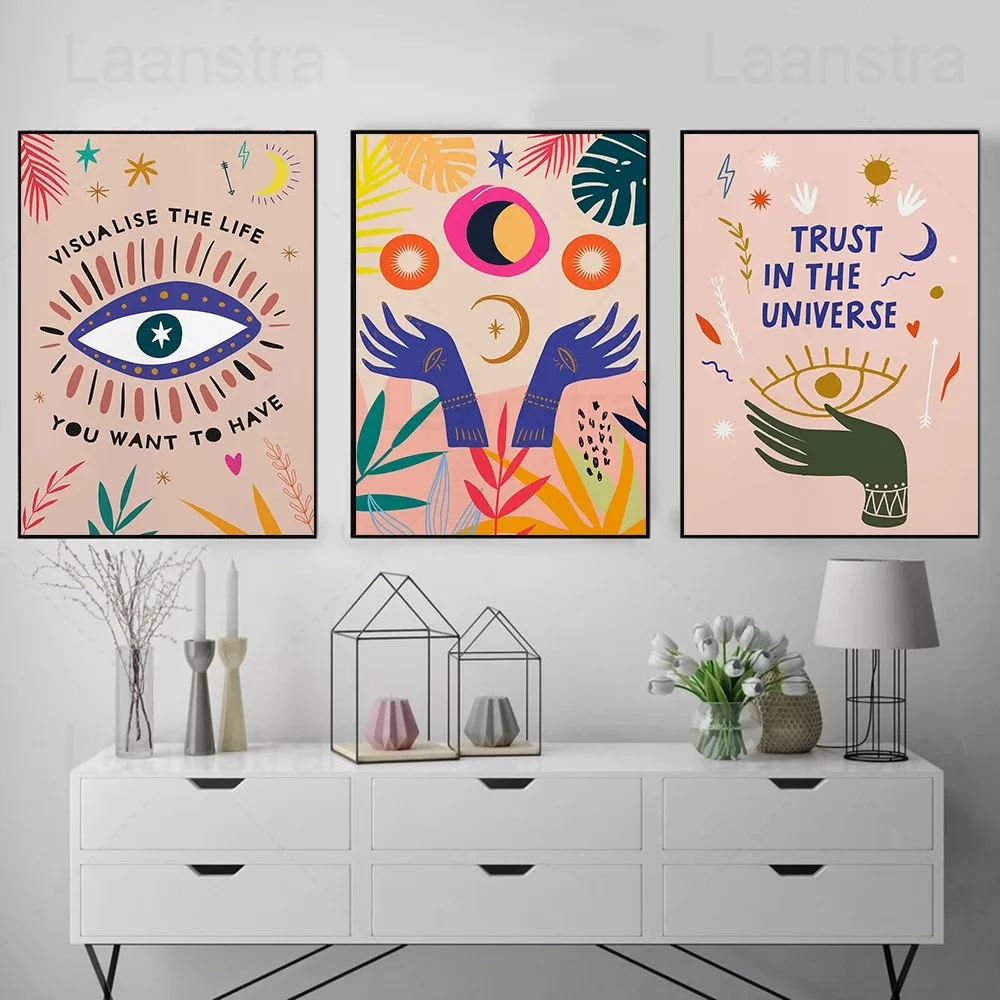 

Trust In The Universe Motivational Quotes Poster Print Boho Canvas Painting Abstract Gift Wall Pictures Living Room Home Decor