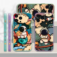 astronaut space planet liquid candy color case for iphone 13 12 11 pro max mini x xr xs max 7 8 6 6s plus se shell funda