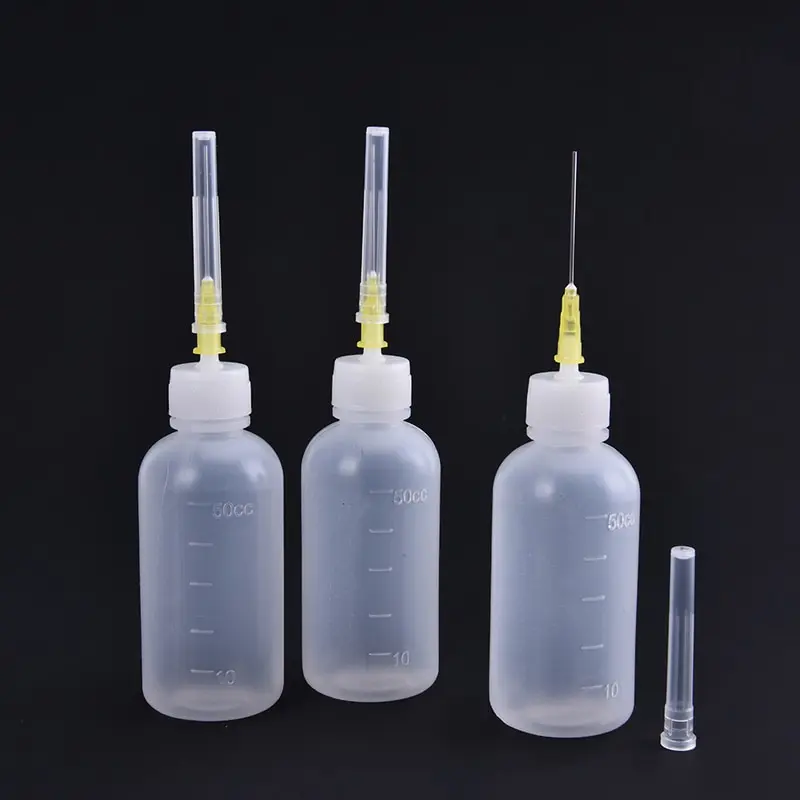 

3pcs 50ml Transparent Polyethylene Needle Dispenser Dispensing Bottle for Rosin Solder Flux Paste + 3 Needles Tools