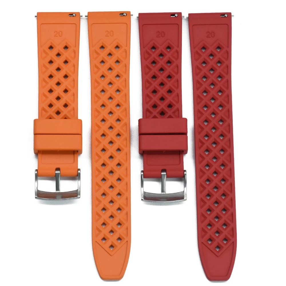 New Designed Honeycomb Fluorine Rubber Watch Strap 18mm 20mm 22mm Quick Release FKM Watchbands