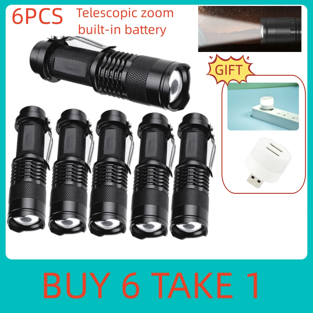 

Powerful Tactical Flashlights Portable LED Camping Lamps 3 Modes Zoomable Torch Light Lanterns Self Defense 6pcs/Lot Z50