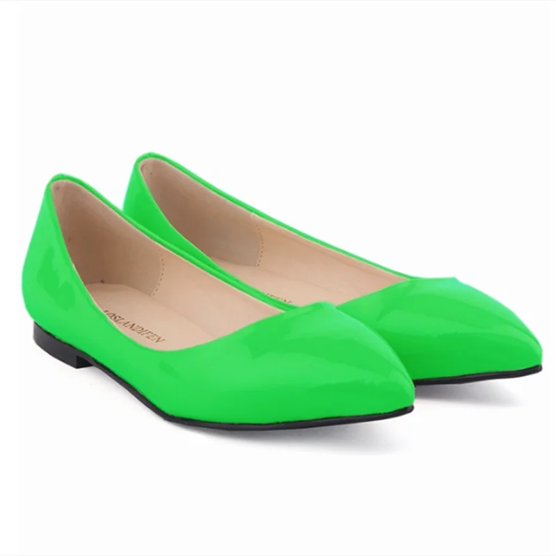 

Lady Plain Casual Flats Pointy Toe Candy Colors Simple Promotion Plus Sizes Shoes For Big & Small Feet Green Blue Slip-Ons 29CM