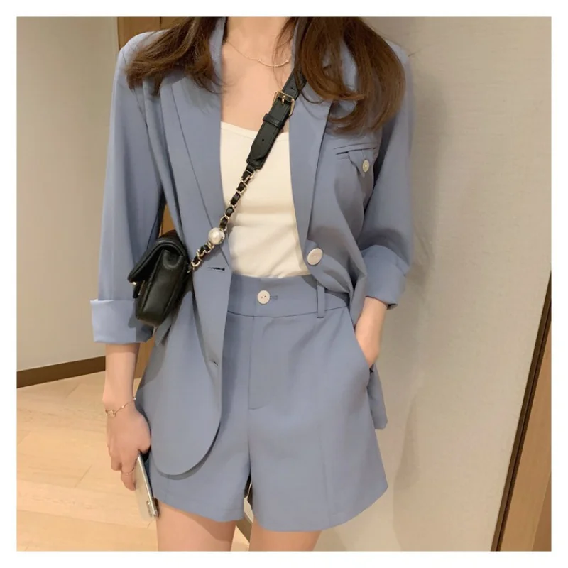 

Elegant Hepburn Lightly Mature Adult Lady like Woman Western Style Small Internet Hot Korean Style Small Suit Shorts Two-Piece S