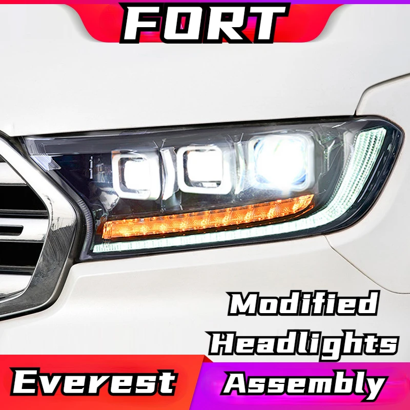 

16-19 FORT Everest LED headlamp assembly Ranger refitted led running water steering horse running light LED lens