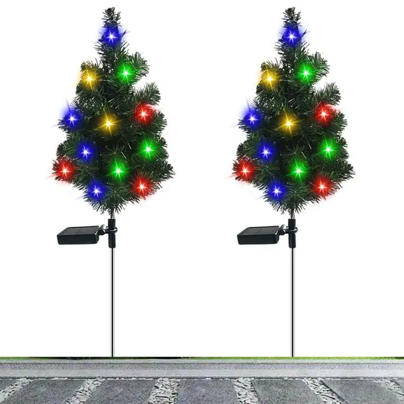 

Christmas Tree Solar Stake Light Solar Powered Christmas Yard Stake Pathway Lights Outdoor IP65 Waterproof Led Lighted Pathway