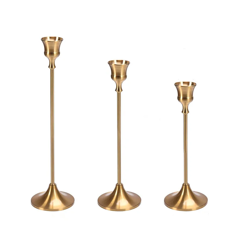

3PCS/set Brass Candle Holder Candlelight Dinner Wedding Party Vintage Metal Candlestick Home Decor Christmas Candle Holders