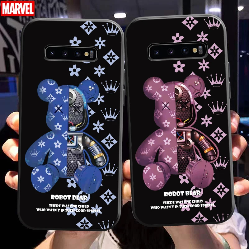 

Luxury Fashion Bear Phone Case For Samsung Galaxy S10 S10 Plus Lite S10E S10 5G Funda Back Black TPU Carcasa Soft