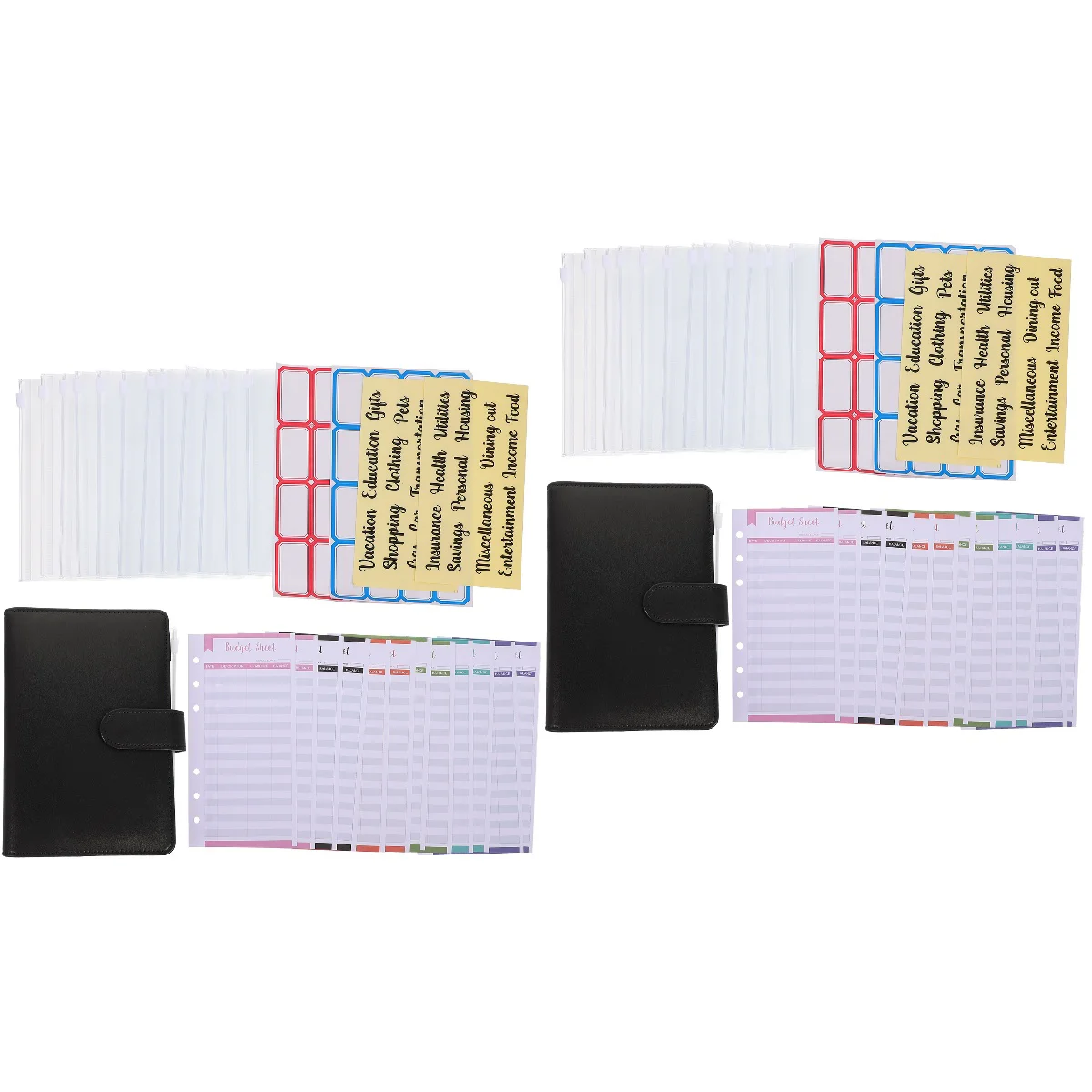 

2 Sets of Portable Budget Binder Cash Budgeting Envelopes Loose Change Organizer