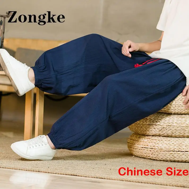 

Zongke Linen Casual Harem Pants Men Trousers Street Wear New In Pants For Mens Clothes Size 5XL 2023 Spring New Arrivals