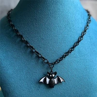 cute gothic bat necklace men women fashion jewelry mystery witch jewelry black chain bat pendant necklace ladies gifts new trend