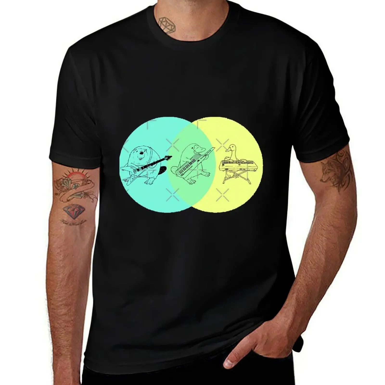 Фото Футболка Keytar Platypus Venn Diagram, рабочая, повседневная, функциональная. №1