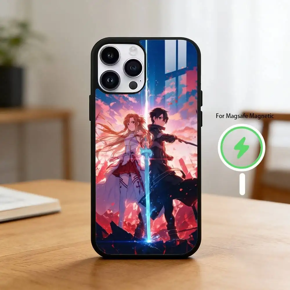 Чехол для телефона с аниме-персонажами Кирито и Асуна для iPhone 171615141312PlusProMax с поддержкой магнитной беспроводной зарядки (art.: 3920da6790ce4) - 3920da6790ce4