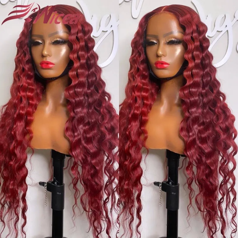 Бордовые вьющиеся парики 13x 4 из человеческих волос на сетке спереди для женщин