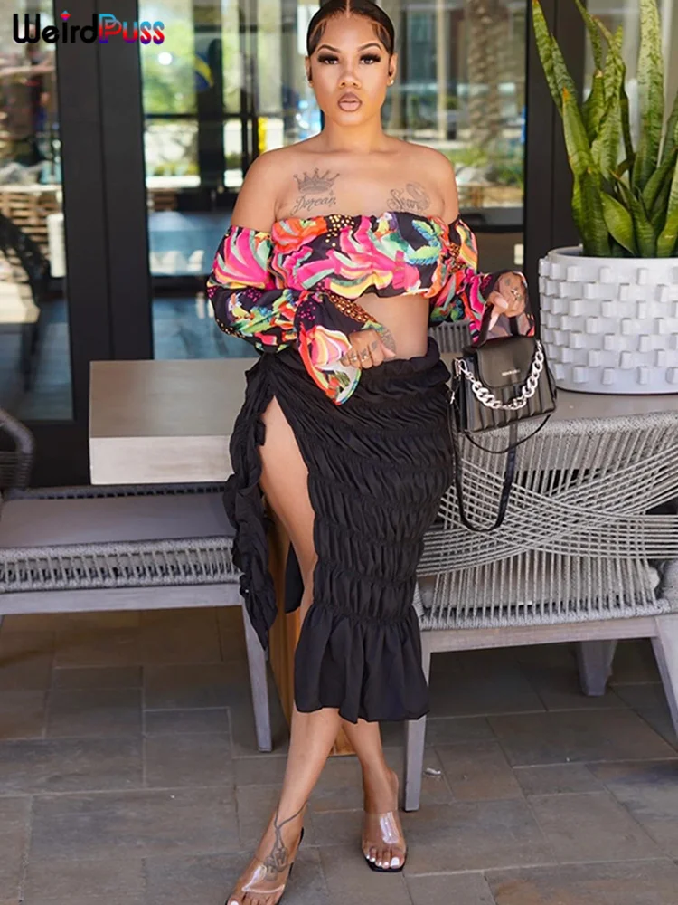 Юбка-миди Женская плиссированная эластичная с разрезом сбоку - купить по