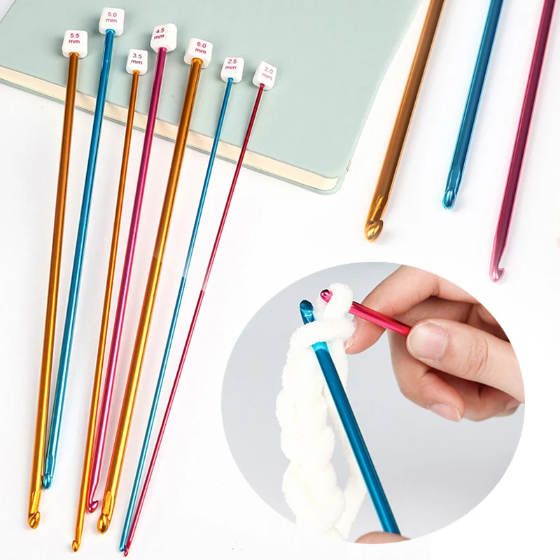 

1PC Crochet Tunisian Afghan Hooks 2.0mm-8.0mm Aluminum Knitting Needles Hook Long Sweater Scarf Needle Multicolor Weaving Tool