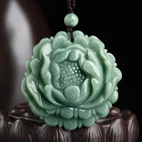 hot selling natural hand carve jade peony flower necklace pendant fashion jewelry accessories men women luck gifts