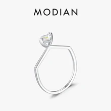 MODIAN 925 Sterling Silver Colorful Square Zirconia Geometric Ring Original Design Wedding Statement Fine Jewelry For Women