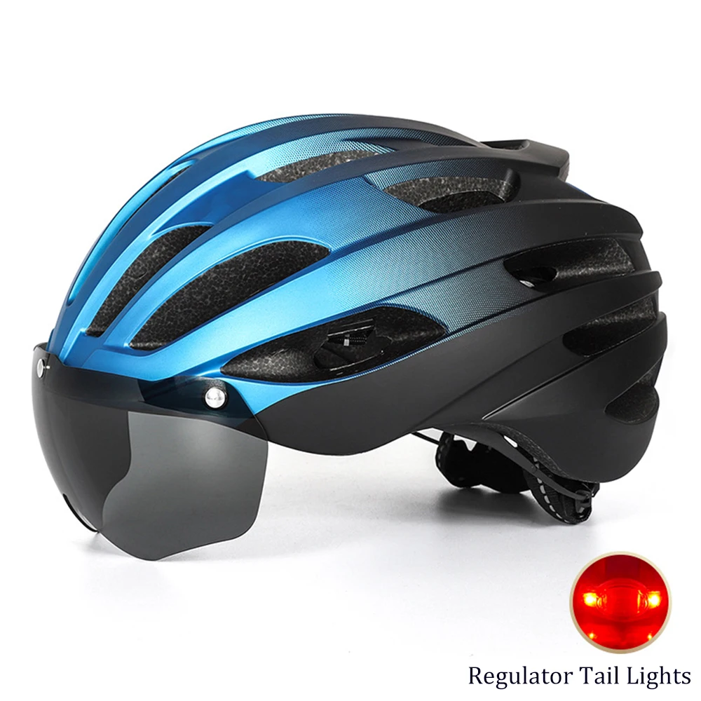 

Adult Bike Helmet Lightweight With Rechargeable LED Tail Lights And Goggles Road Mountain Bike Sport Skateboard Scooter Helmet