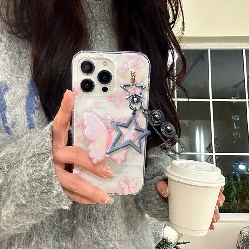 Привлекательная брошь брелок для ключей аксессуар нежный с полой звездой