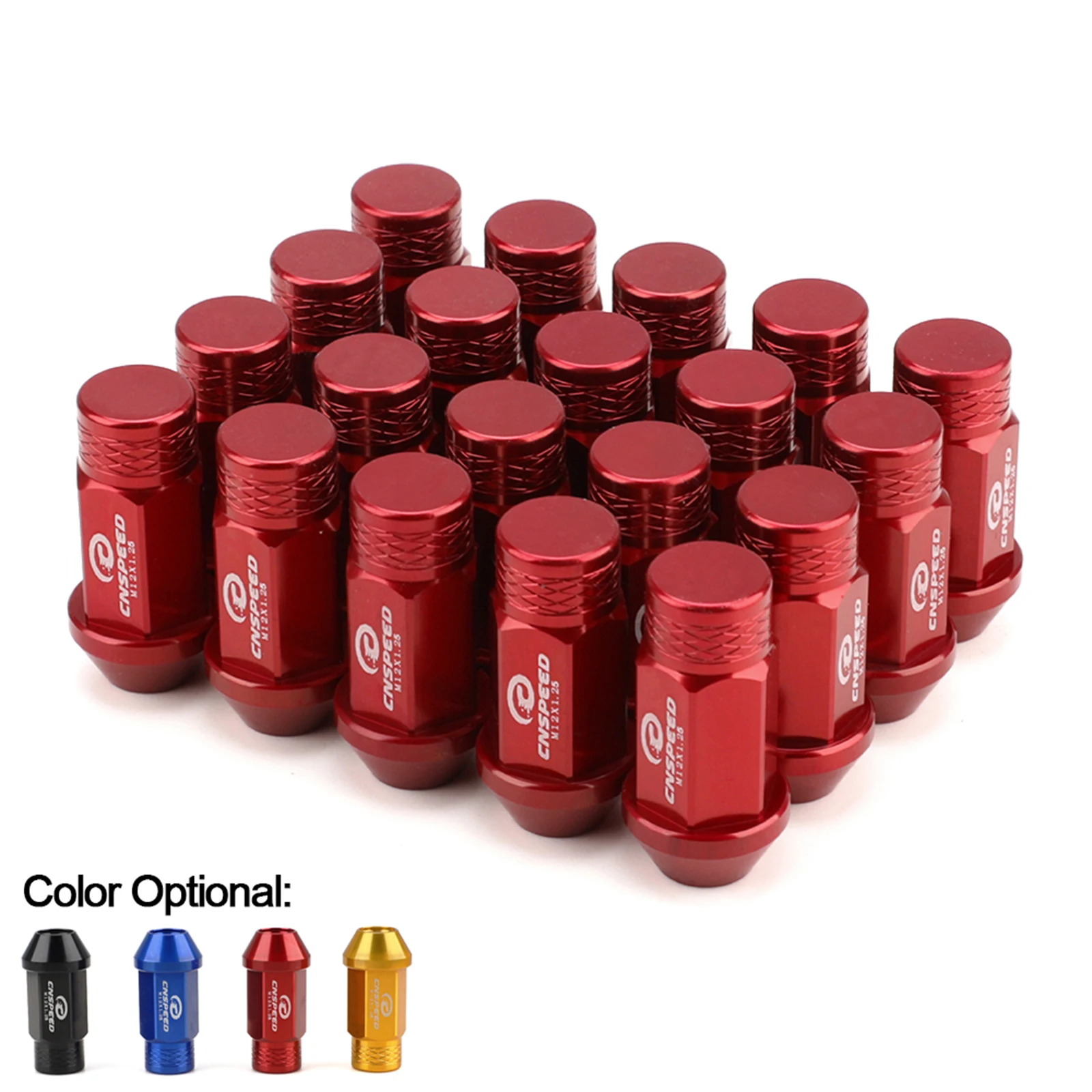 

20pcs 7075-T6 Aluminum taper seat nut/ lug nut M12x1.25mm closed-end wheel nuts set fit universal car 50mm YC101326