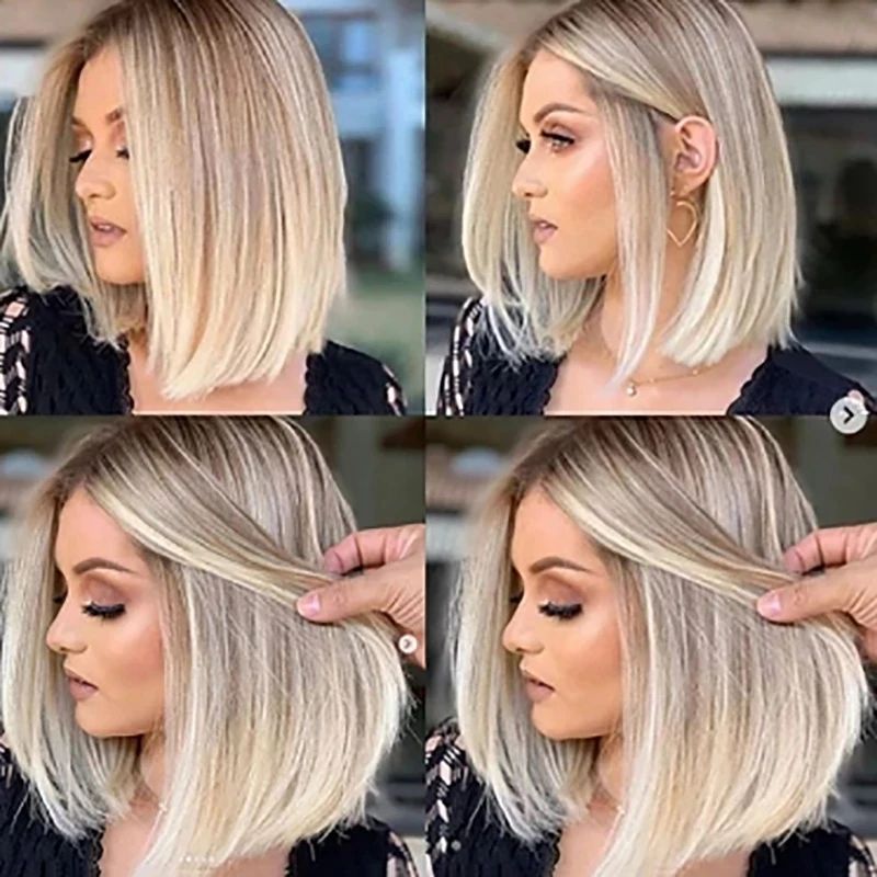 

Womens Short Bob Straight Fashion Wigs Synthetic Brown Blonde Wigs Natural Looking Hair Heat Resistant Hair Wig for Women