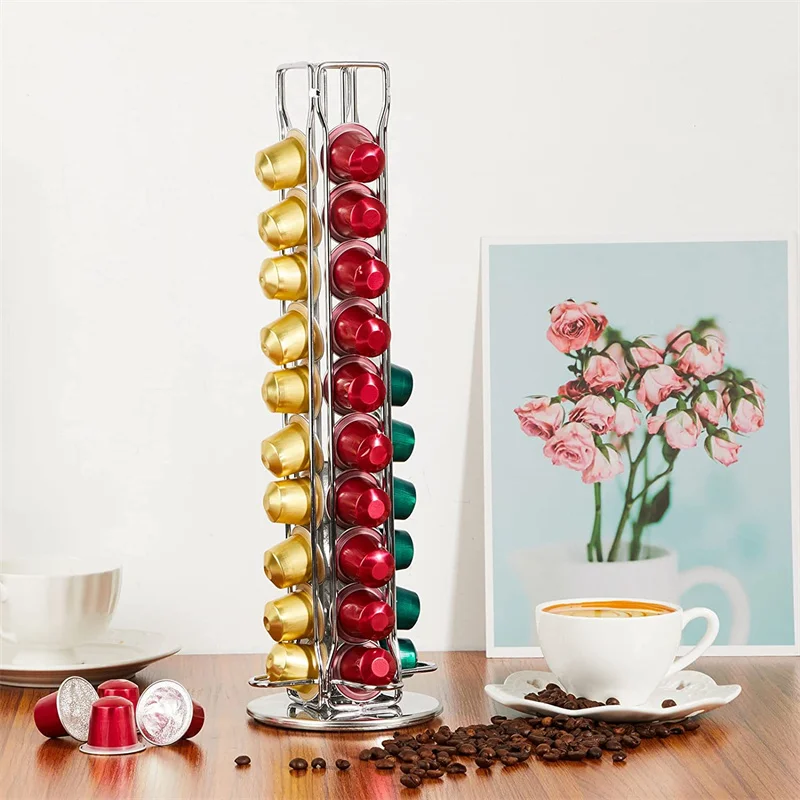 

Holders Stand Nespresso Rack Plating Racks Coffee For High Holder Display Rotatable Black/silvery Capsules Quality Metal Pod