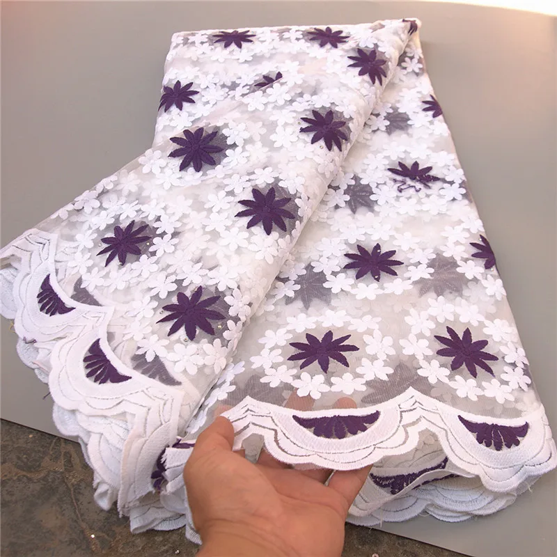 

5 Yard Newest Hot Selling French Lace With Beads African Tulle Cord Lace Net Embroidered Fabric For Wedding Party PS072506