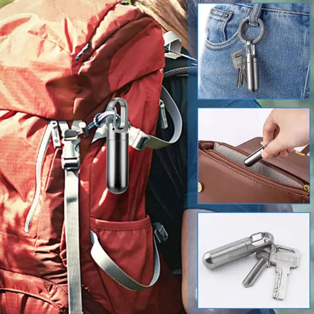 

Портативный мини-контейнер для таблеток из нержавеющей стали, герметичный водонепроницаемый наружный размер, фотоаптечка, таблетка 4 для кемпинга, фотокапсула T5A2