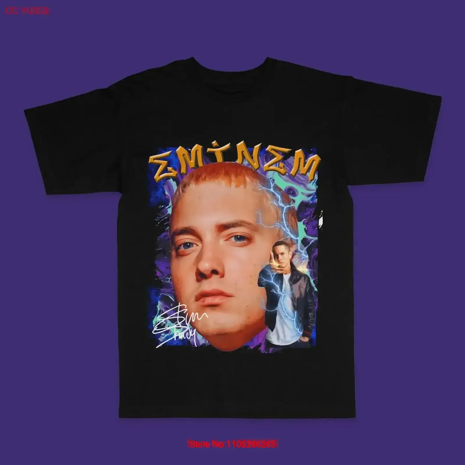 Фото Футболка Eminem HIP HOP Rap Slim Shady, винтажный стильный топ для повседневной носки, мягкий дышащий модный слегка графика №1