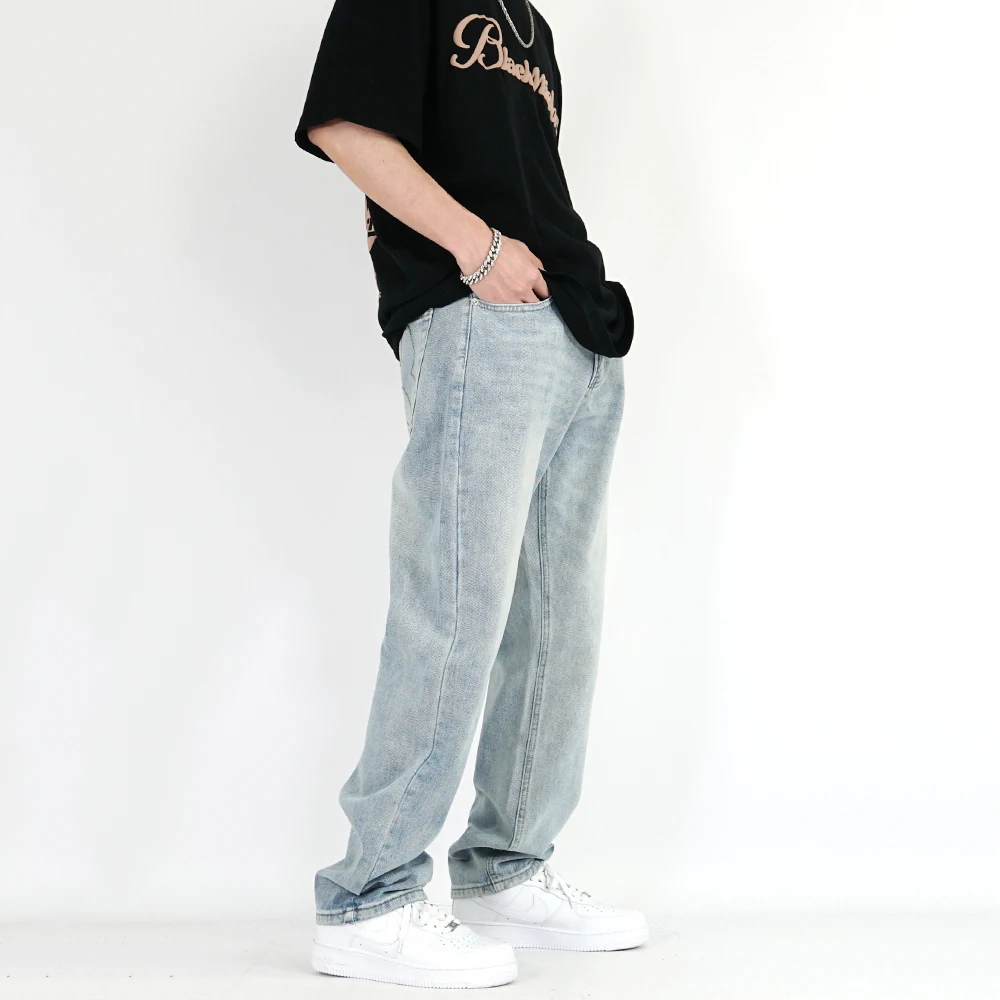 Men's Jeans High Street Washed Light Straight Jeans Trend Hip-hop Embroidery American Retro Pants Men Y2K Men Pants Ins Hot Sale