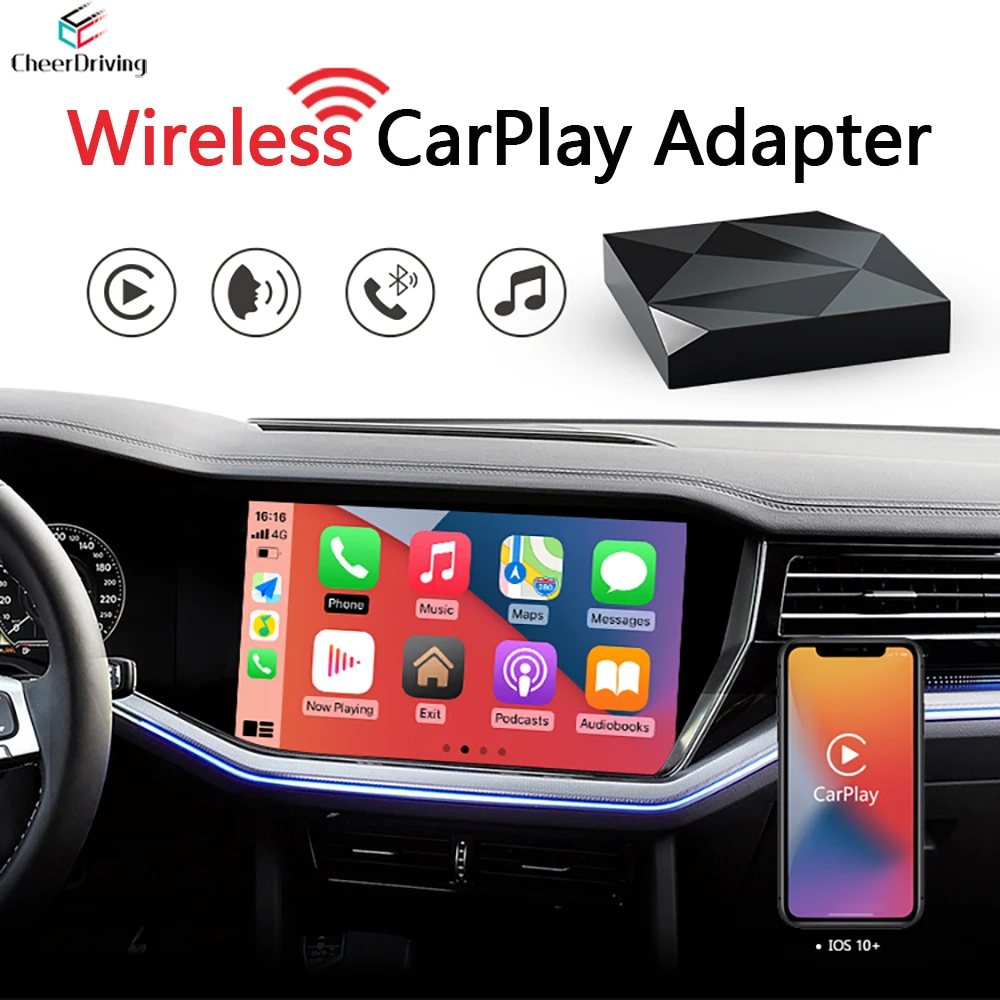 

2022 CheerDriving Apple CarPlay Wireless Adapter Fast Auto Connection for Mercedes Audi Volkswagen Porsche Ford Chevrolet Honda