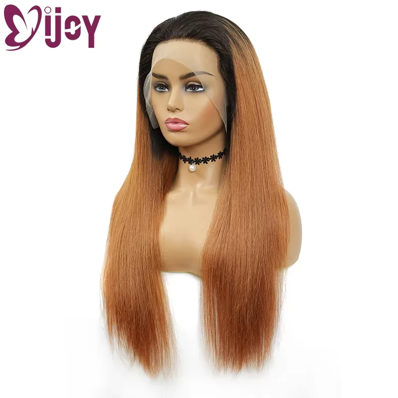 Ombre Brown 13x4 Парики из натуральных волос на кружеве для женщин Прямые волосы 4x4 Парик