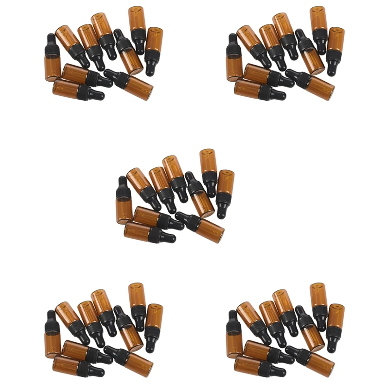 

50Pcs 3Ml Empty Brown Glass Dropper Bottles With Pipette For Essential Oil