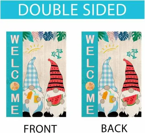 Добро пожаловать Летние гномы Садовые флаги 12 5X18 дюймов Двусторонние