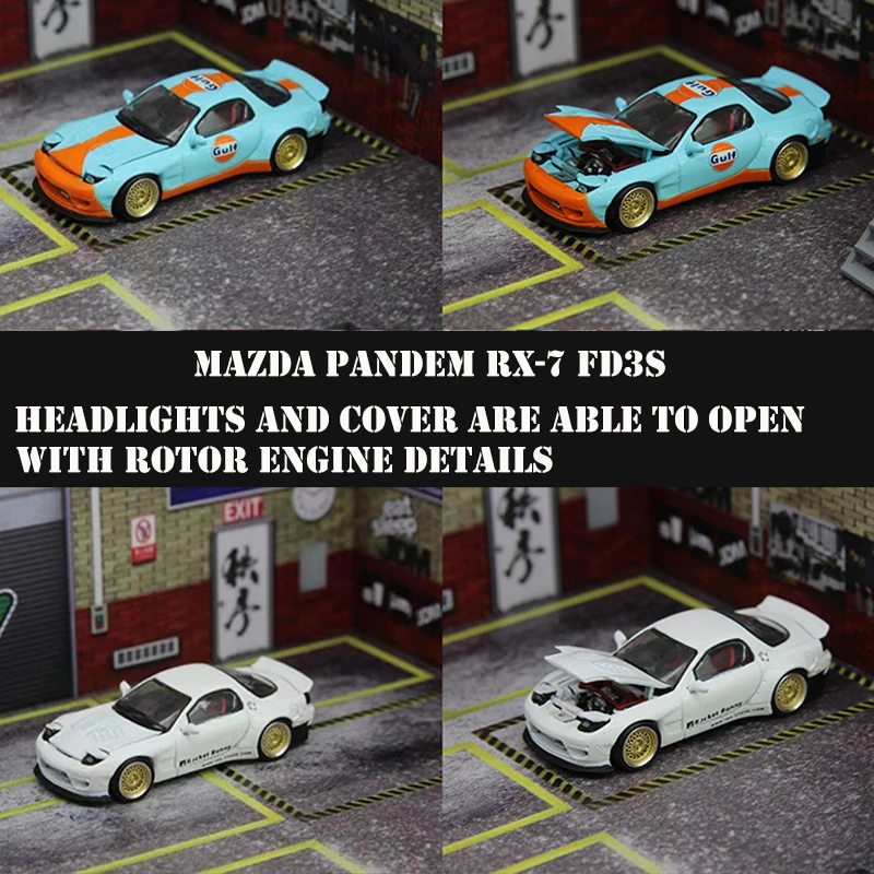 

Master 1:64 Model Car Mazda Pandem RX-7 FD3S Rocket Bunny Wide Body Alloy Die-cast Vehicle Display Collection
