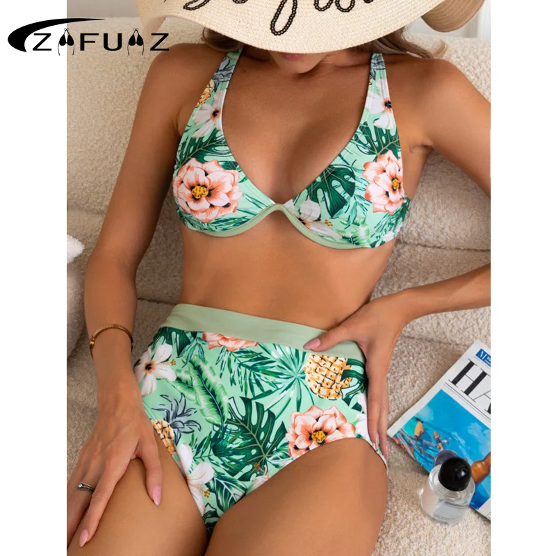 

ZAFUAZ Woman Bikinis Set Swimsuits Woman 2023 High Waist Swimwear Summer Beachwear Push Up Bath Suit Sexy Biquini Swim Suit
