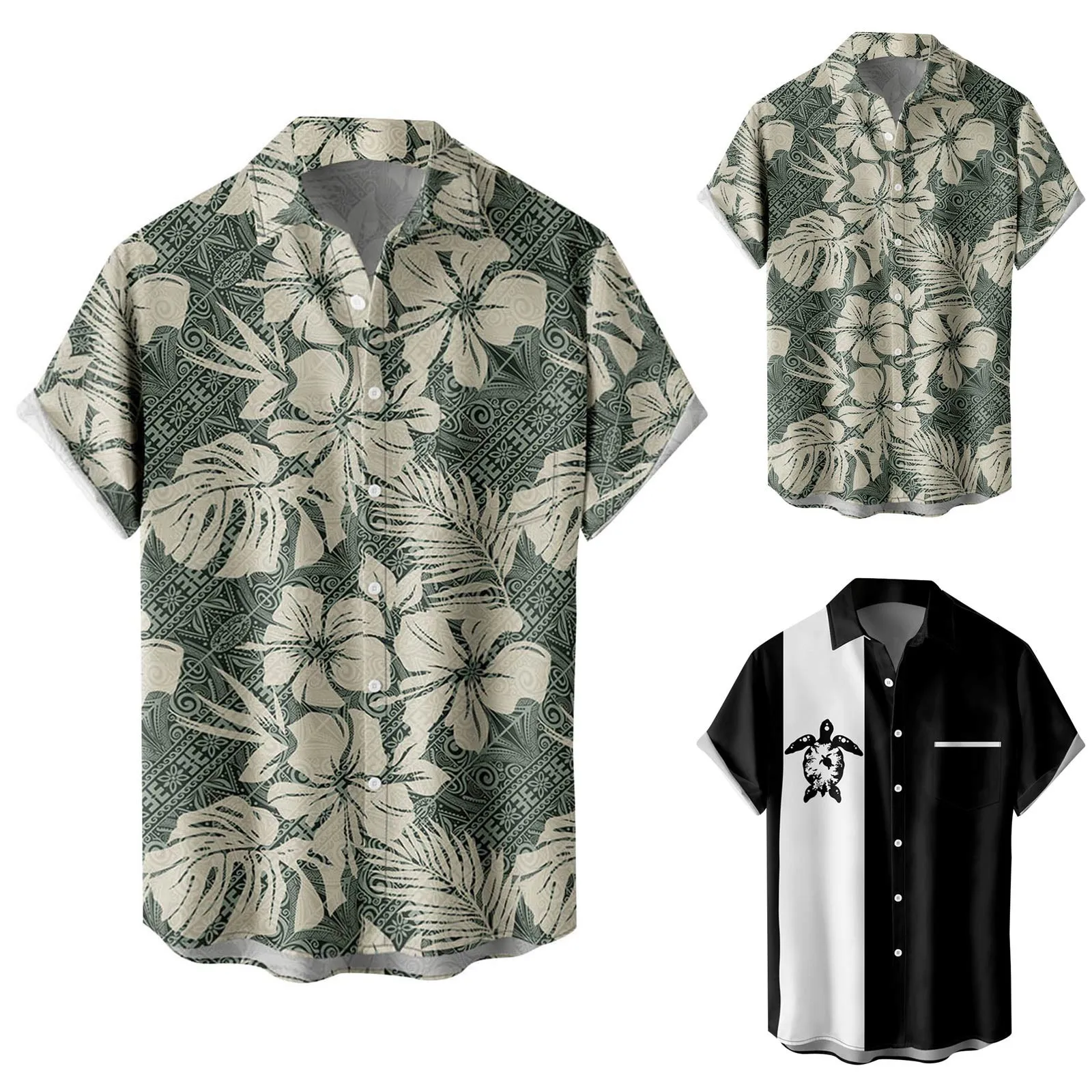 

Sport Apparel Mens Fashion And Leisure 3D Digital Printing Buckle Lapel Short Sleeve Shirt Top Striped Tee Men