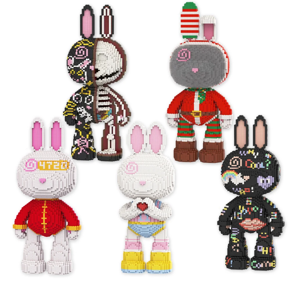 

Creative Christmas New Year Rabbit Building Block Semi-anatomical Animal Pixel Model Magic Bricks Toy For Kids Birthday Gift