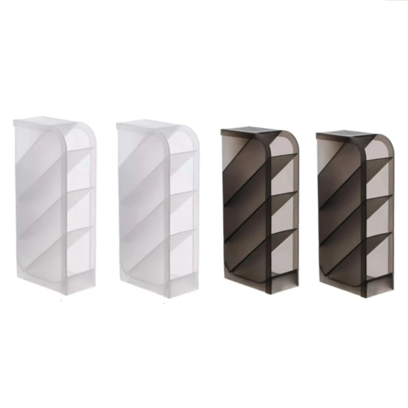 

4 Pcs Transparent Stackable Pen Holder Marker Storage Rack 4 Compartments Stationery Storage Box For Office, School