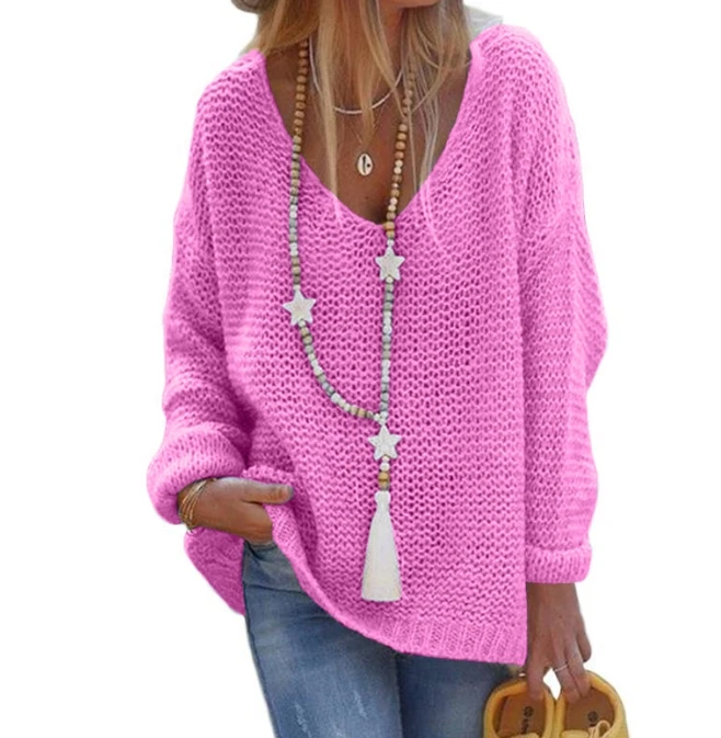 Женский вязаный свитер с v-образным вырезом и длинными рукавами осень-зима 202