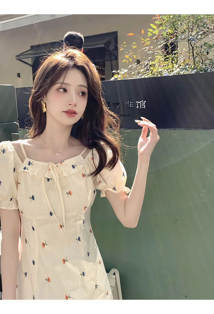 Нежное стильное милое Цветочное платье для девочек на шнуровке летнее Новое