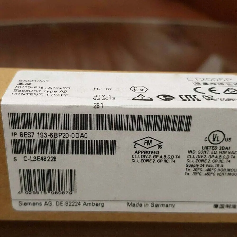 1 шт. новый оригинальный 6ES7193-6BP20-0DA0 Быстрая доставка