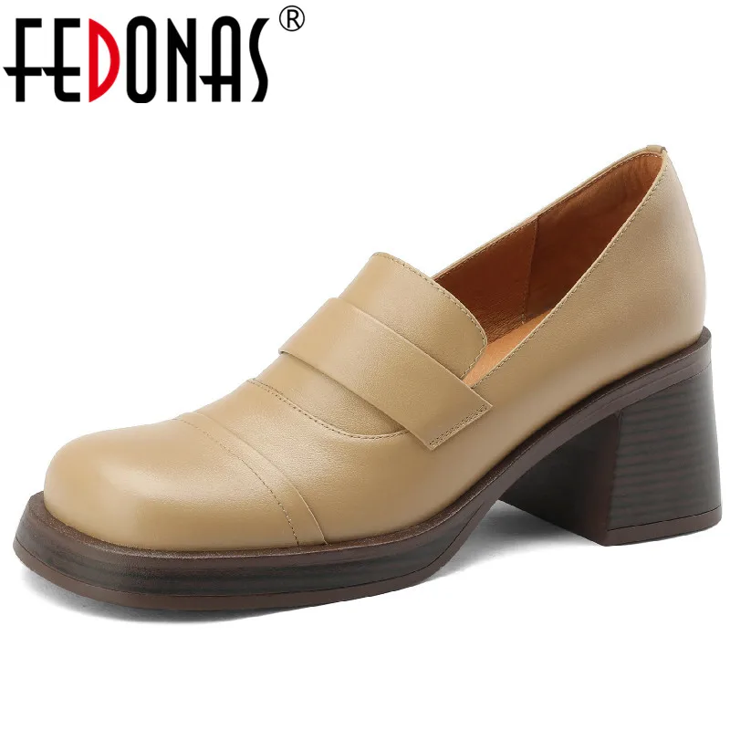 

FEDONAS/лаконичные женские туфли на высоких каблуках для зрелых женщин; Сезон весна-осень; Высококачественная классическая обувь из натуральн...
