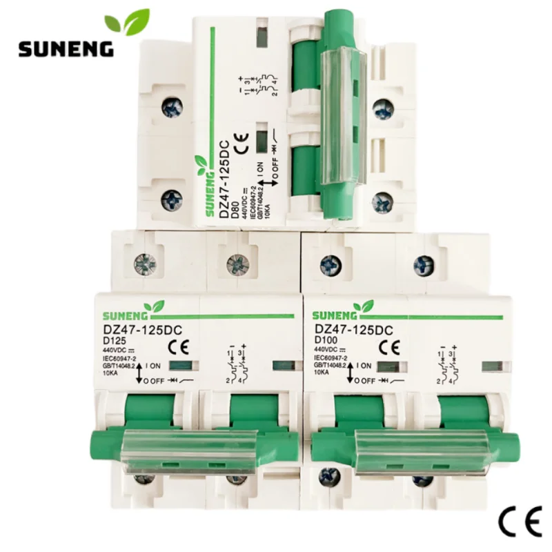 

Miniature Circuit Breaker 2P 80A 100A 125A Amp 440V/500V DC MCB Disconnect Switch for Solar PV System Thermal Magnetic
