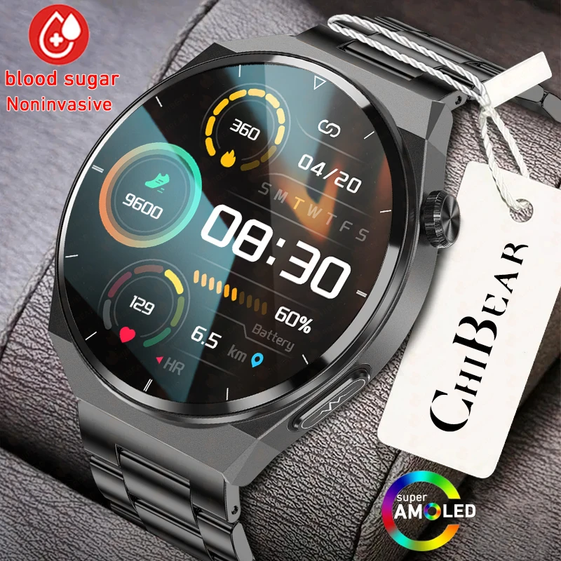 

2023 New IP68 Waterproof Smartwatch Blood Pressure Blood Oxygen Health Watch Non-invasive Blood Glucose ECG+PPG Smart Watch Men