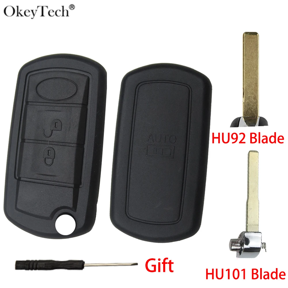 

Okeytech 3 Button Flip Folding Remote Control Car Key Shell Case Cover for LAND ROVER Range Rover Sport LR3 Discovery HU101/HU92