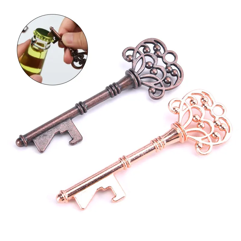 

Vintage Key Shaped Bottle Opener Keychain Zinc Alloy Copper Silver Key Type Beer Can Accessories Home Kitchen Tools