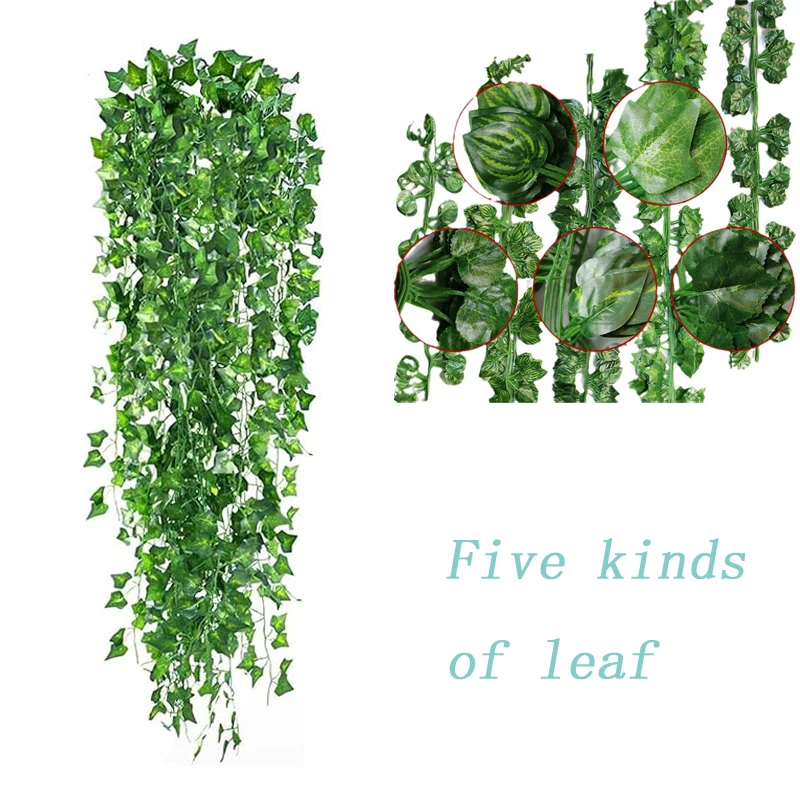 24 шт. 2 м искусственный лист плюща подвесная лоза зеленая гирлянда искусственные