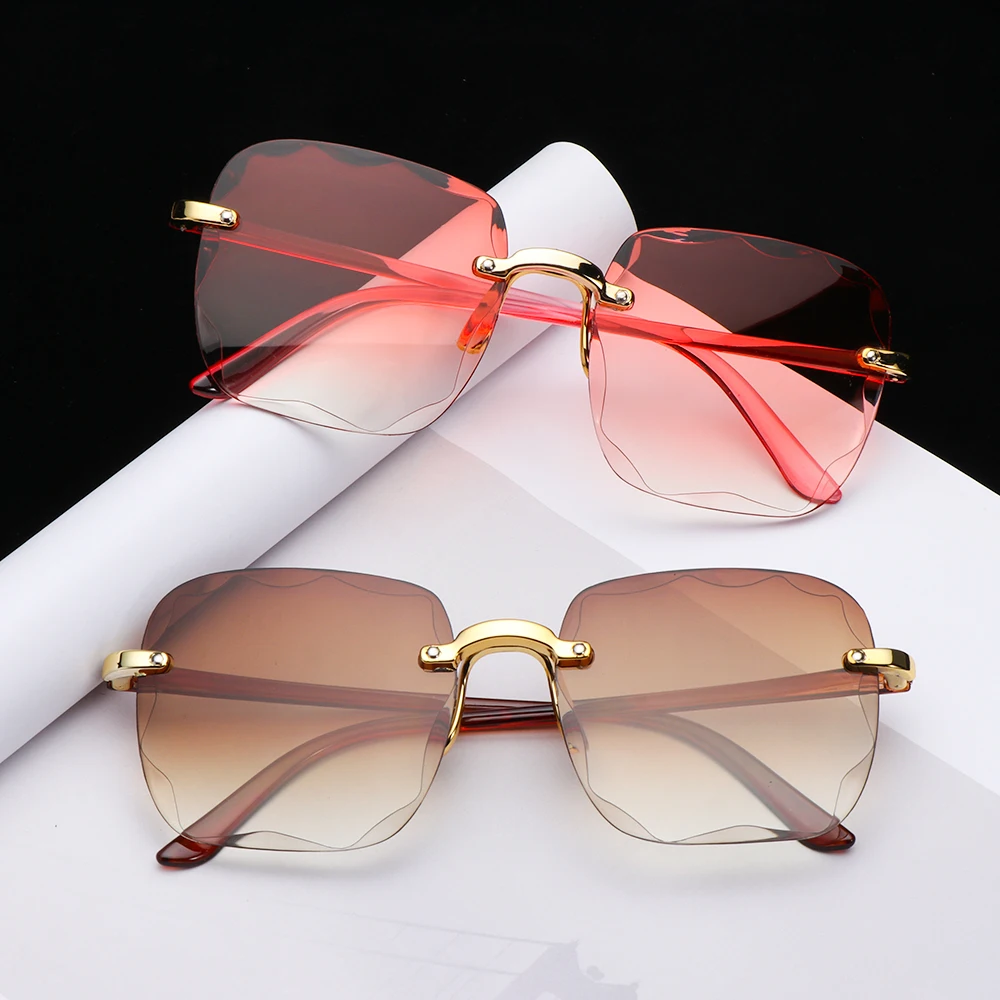 

Classic Vintage Square Sunglasses Woman Gradient Mirror Frameless Sun Glasses Female Retro Fashion Rimless Oculos De Sol